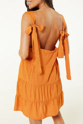 Esmee Exclusive Tie Strap Tiered beach Dress In Orange