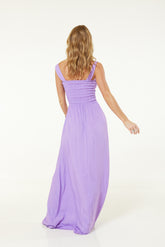Shirred Maxi Beach Dress In Lilac