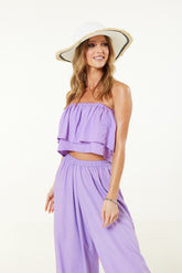 Double Layer Bandeau Top In Lilac