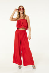 Double Layer Bandeau Top In Red