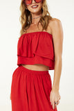 Double Layer Bandeau Top In Red