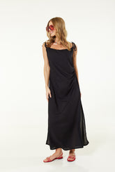 Esmee Exclusive Tie Strap Maxi Dress With Side Splits In Black