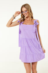Esmee Exclusive Tie Strap Tiered beach Dress In Lilac