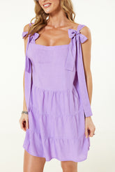 Esmee Exclusive Tie Strap Tiered beach Dress In Lilac