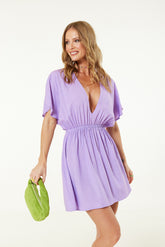 Low Front Beach Mini Dress In Lilac