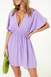 Low Front Beach Mini Dress In Lilac